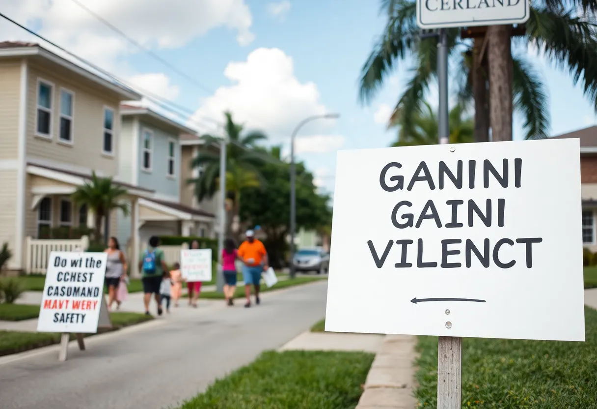 Community gathering in Orlando promoting safety and anti-violence initiatives