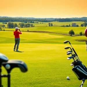 Golfer receiving custom fitting for golf clubs