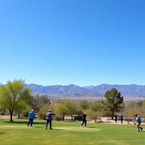 Players enjoying disc golf in a park