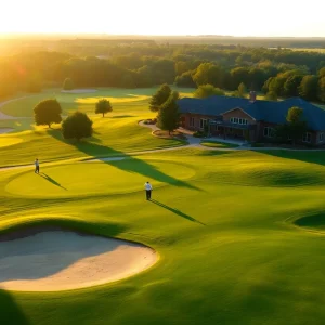 Luxury golf course at sunset