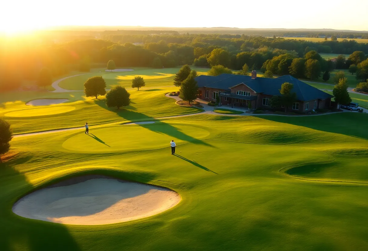 Luxury golf course at sunset