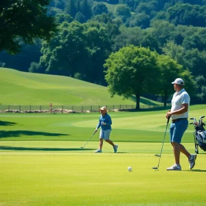 A father and son enjoying golf at the PNC Championship