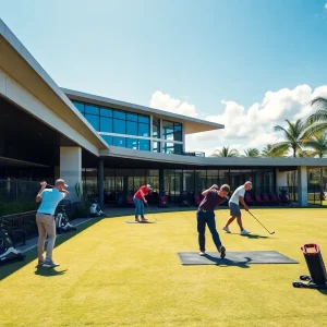 Florida golf facility with golfers practicing