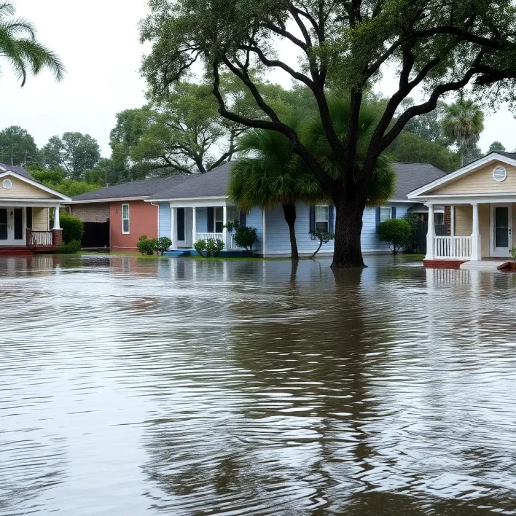 Flooded streets in downtown Orlando's bungalow neighborhoods after heavy rain.