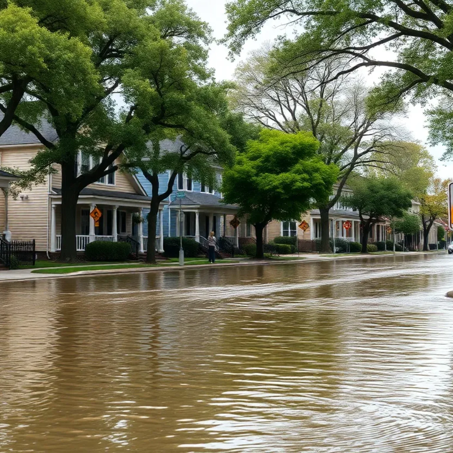 Flooding in a downtown Orlando neighborhood with bungalows