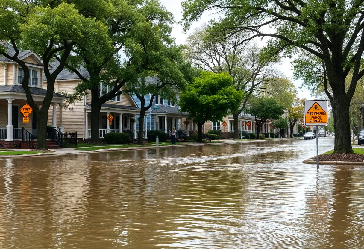 Flooding in a downtown Orlando neighborhood with bungalows