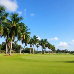 Scenic view of a top golf course in Florida with golfers enjoying their game.