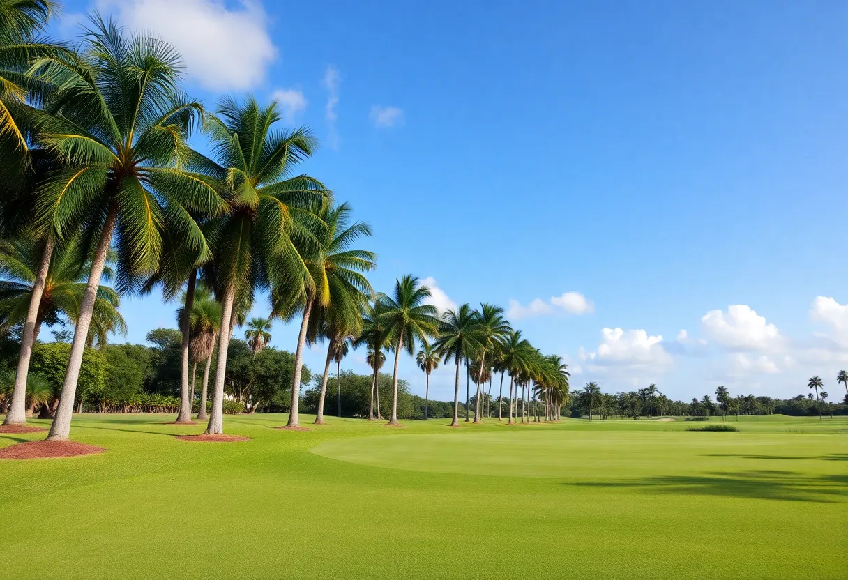 Scenic view of a top golf course in Florida with golfers enjoying their game.