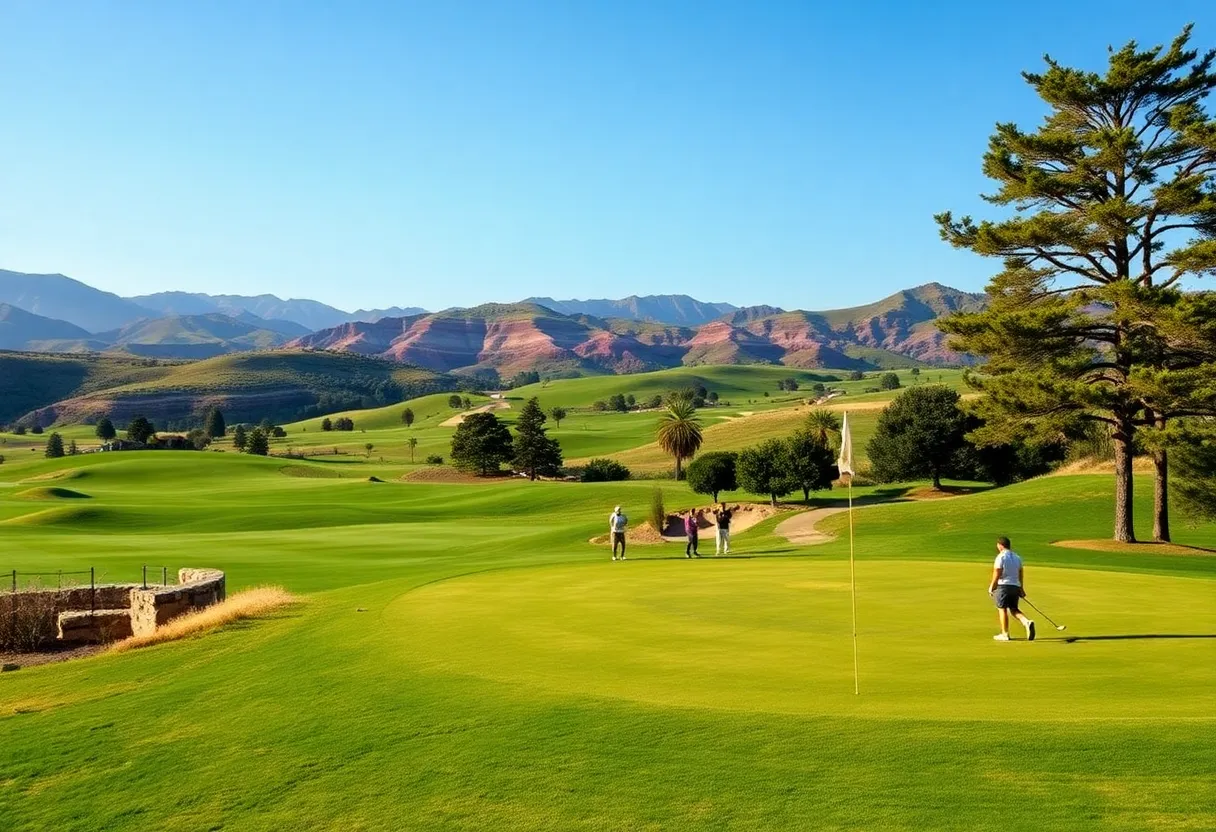 Stunning view of Fox Run Golf Club landscape with golf course and Okemo Mountain