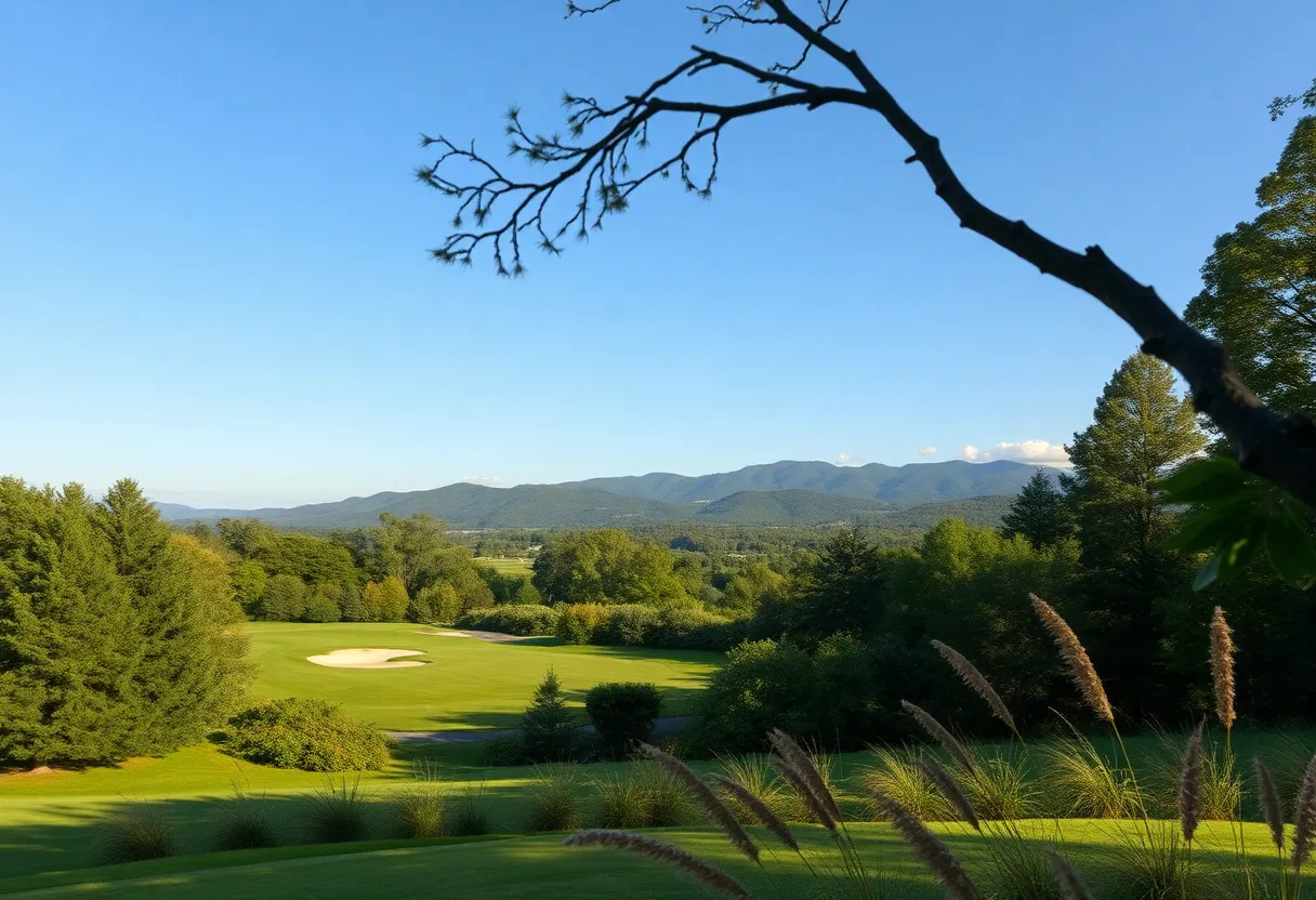 A scenic view of the renovated Fox Run Golf Club with players on the course.