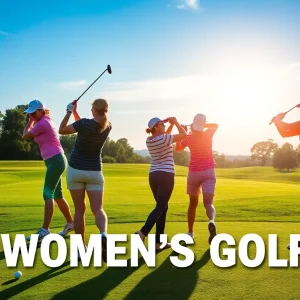 Diverse female golfers participating in a vibrant tournament.