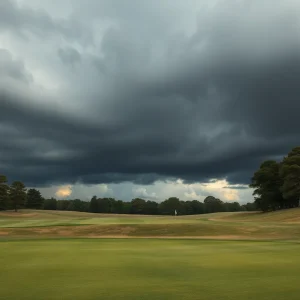 Police at a golf course following a violent altercation