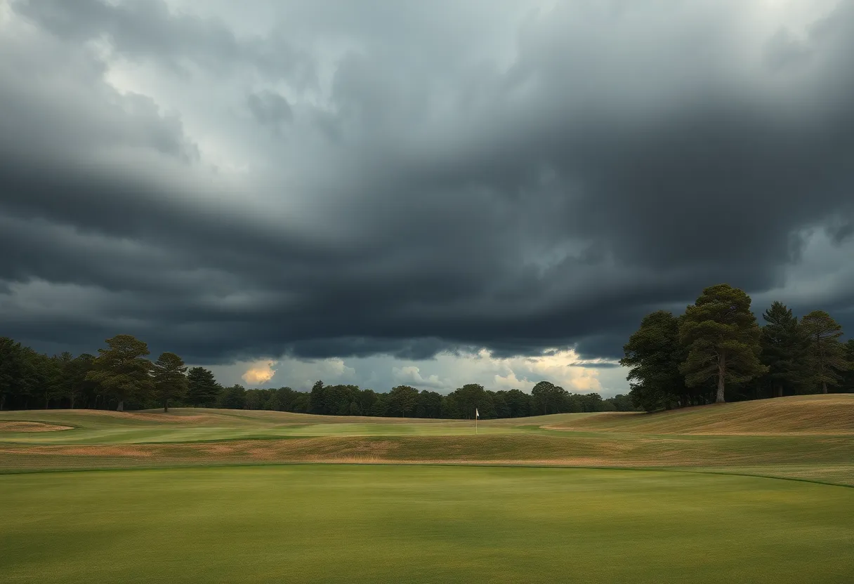 Police at a golf course following a violent altercation