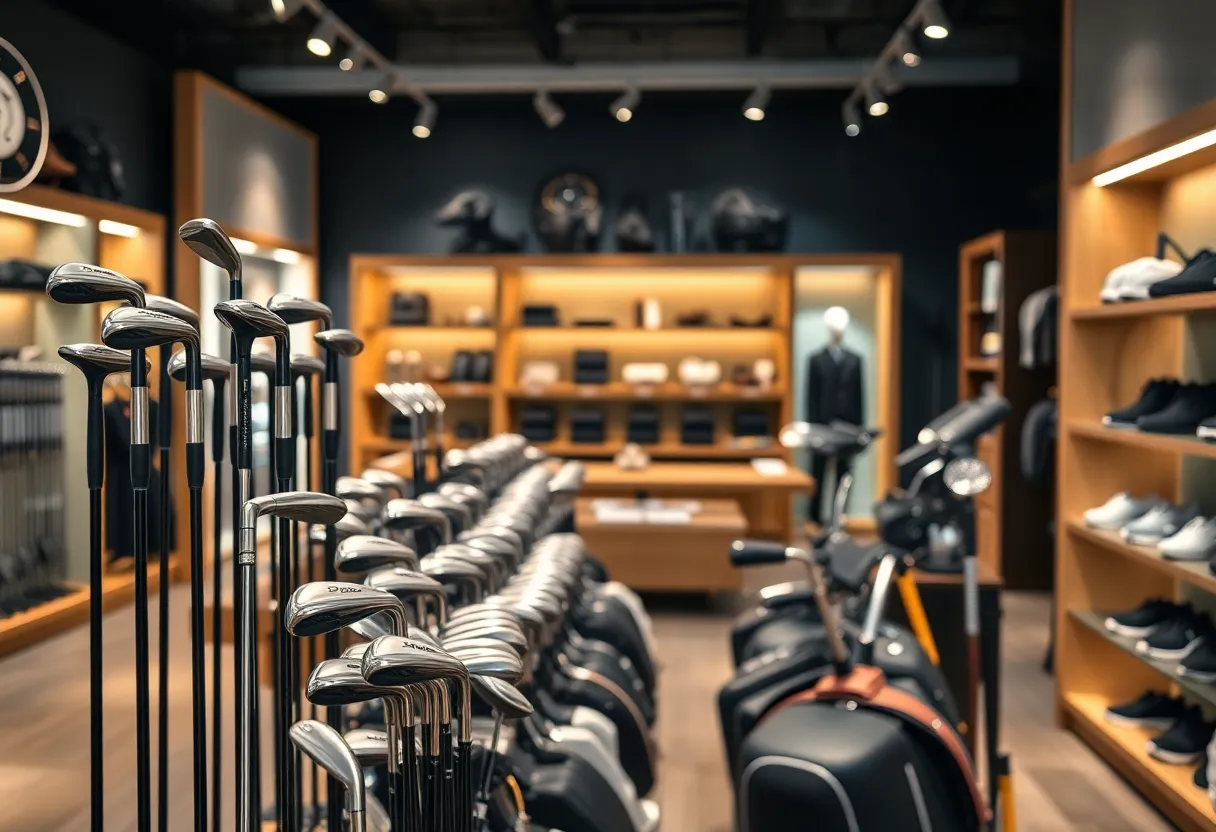 Display of high-end Honma Golf clubs