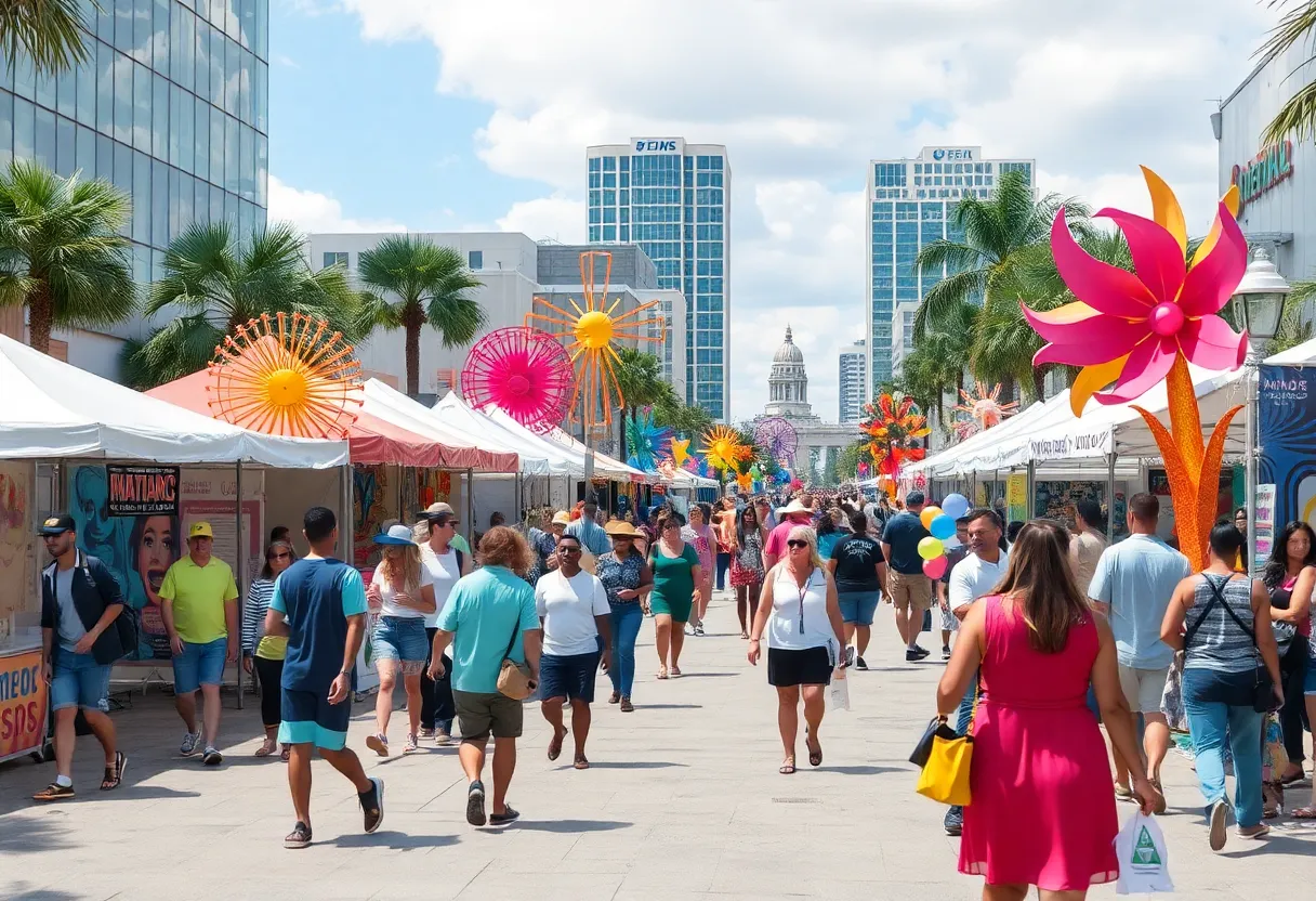 Art festival with colorful displays in downtown Orlando.