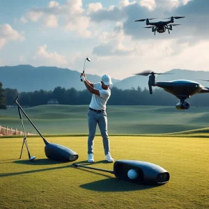 Golfer utilizing advanced smart golf equipment and wearables