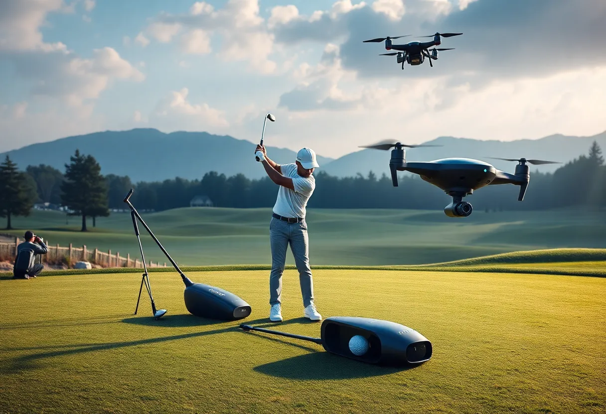 Golfer utilizing advanced smart golf equipment and wearables