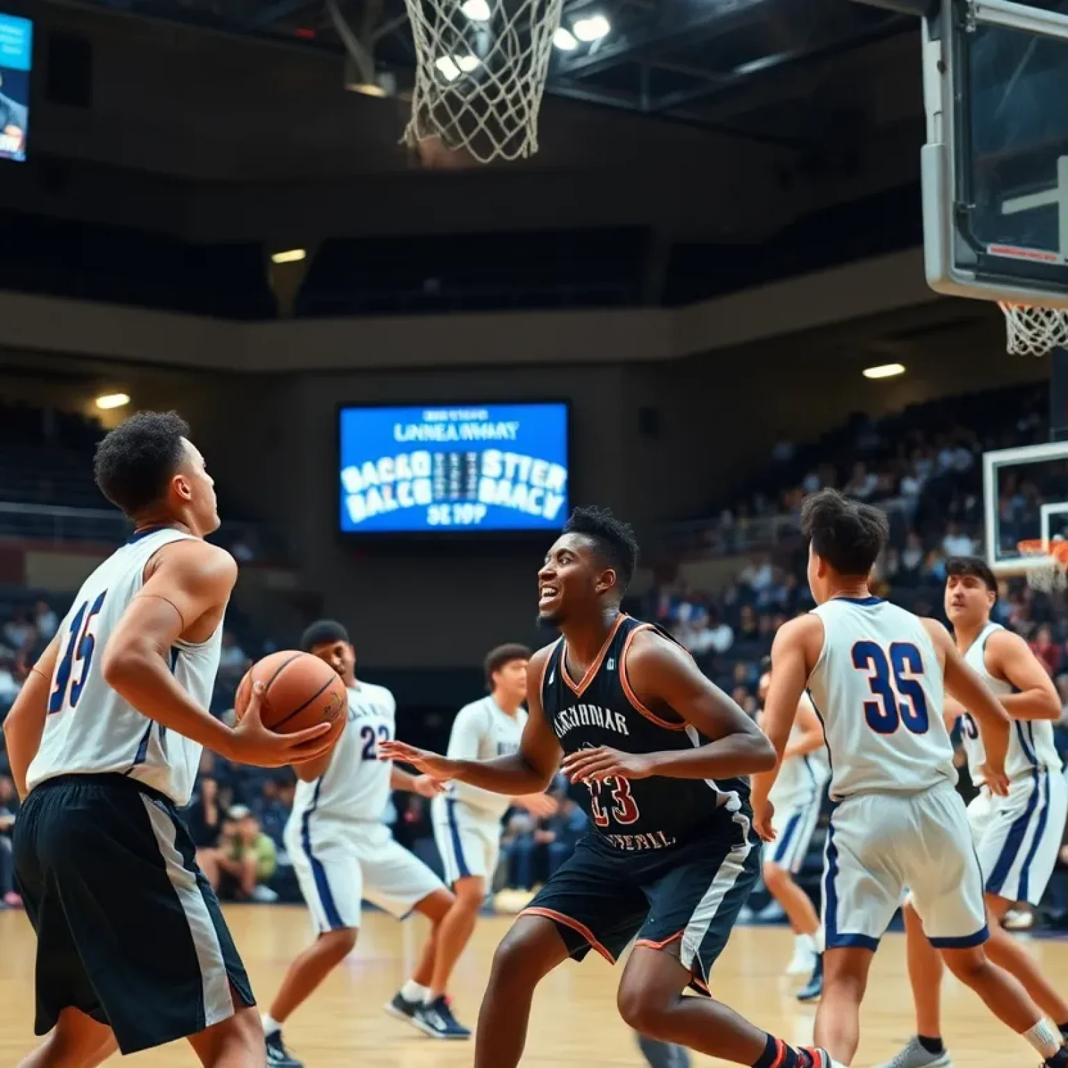 Action shot of K-State basketball team in a game