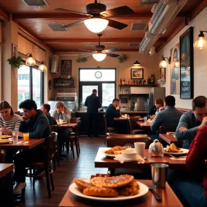 Interior of Keke's Breakfast Cafe with customers enjoying breakfast