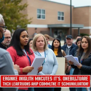 Community gathers outside Lake Nona High School discussing teacher's arrest