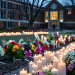 Community gathering at a memorial service for a Lake Nona High School student.