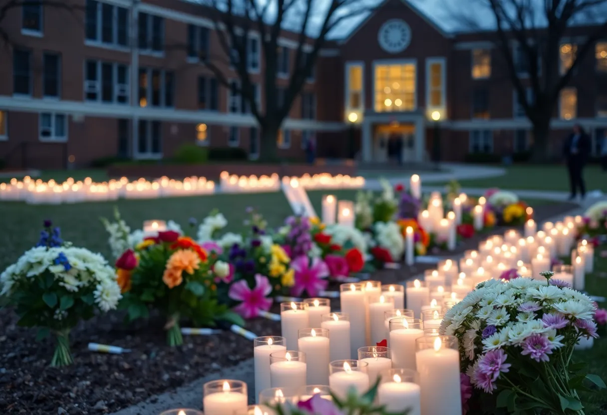 Community gathering at a memorial service for a Lake Nona High School student.