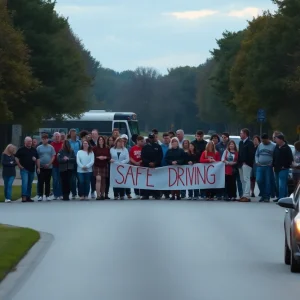 Community members supporting each other in a time of grief.