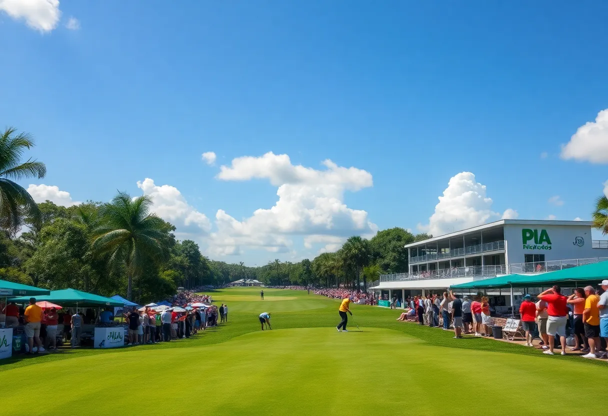 A lively golf tournament scene at LPGA's Hilton Grand Vacations Tournament of Champions in Orlando, Florida.