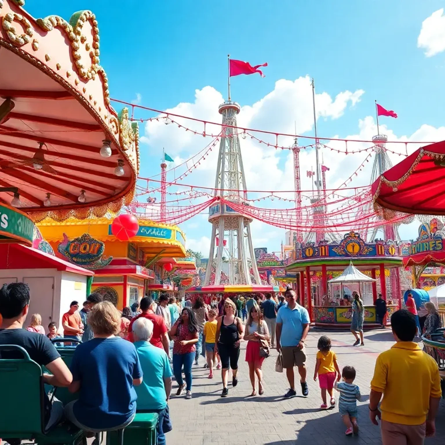 Families enjoying attractions at Merlin Entertainments theme park