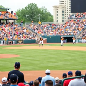 Missouri Tigers baseball players competing during a game