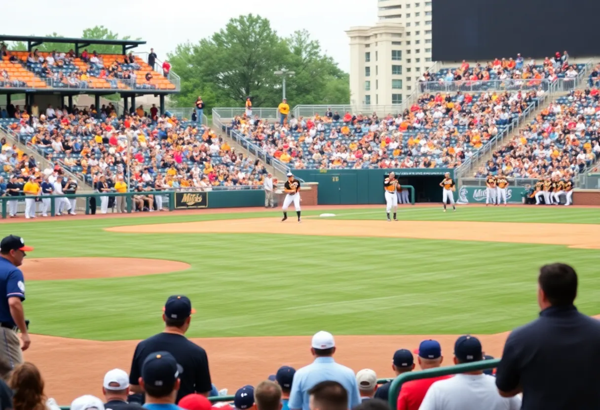 Missouri Tigers baseball players competing during a game