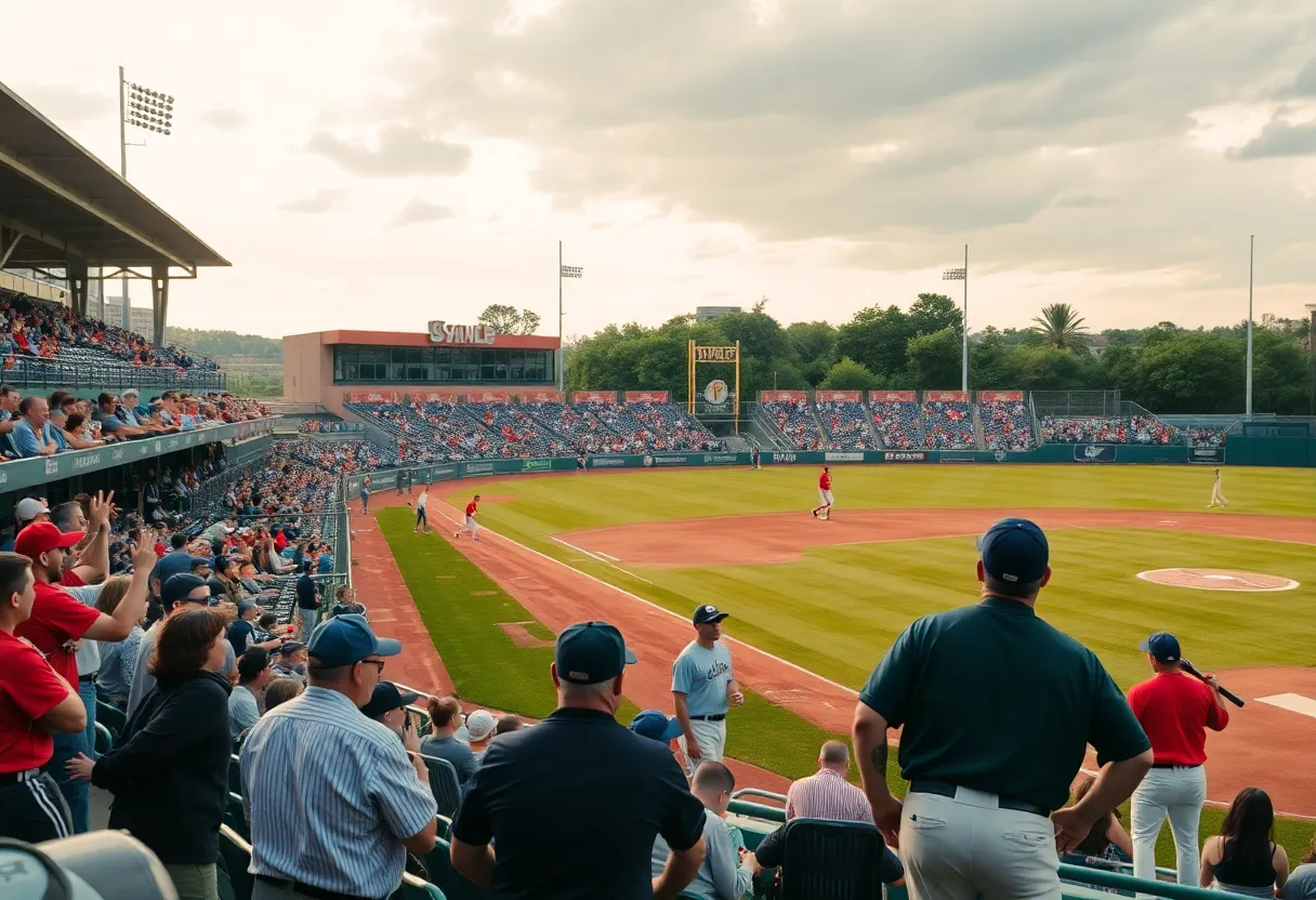 Fans cheering at a University of Missouri baseball game.