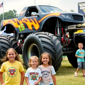 Families enjoying the Monster Jam truck event at Northern Tool in Orlando.