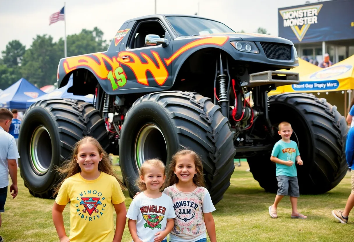 Families enjoying the Monster Jam truck event at Northern Tool in Orlando.