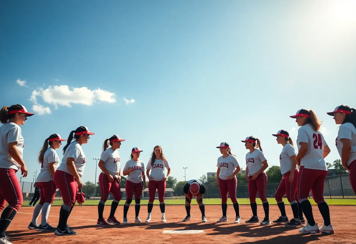 NC State softball team practicing on the field