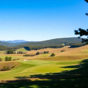 Scenic view of Okemo Valley Golf Course at sunset