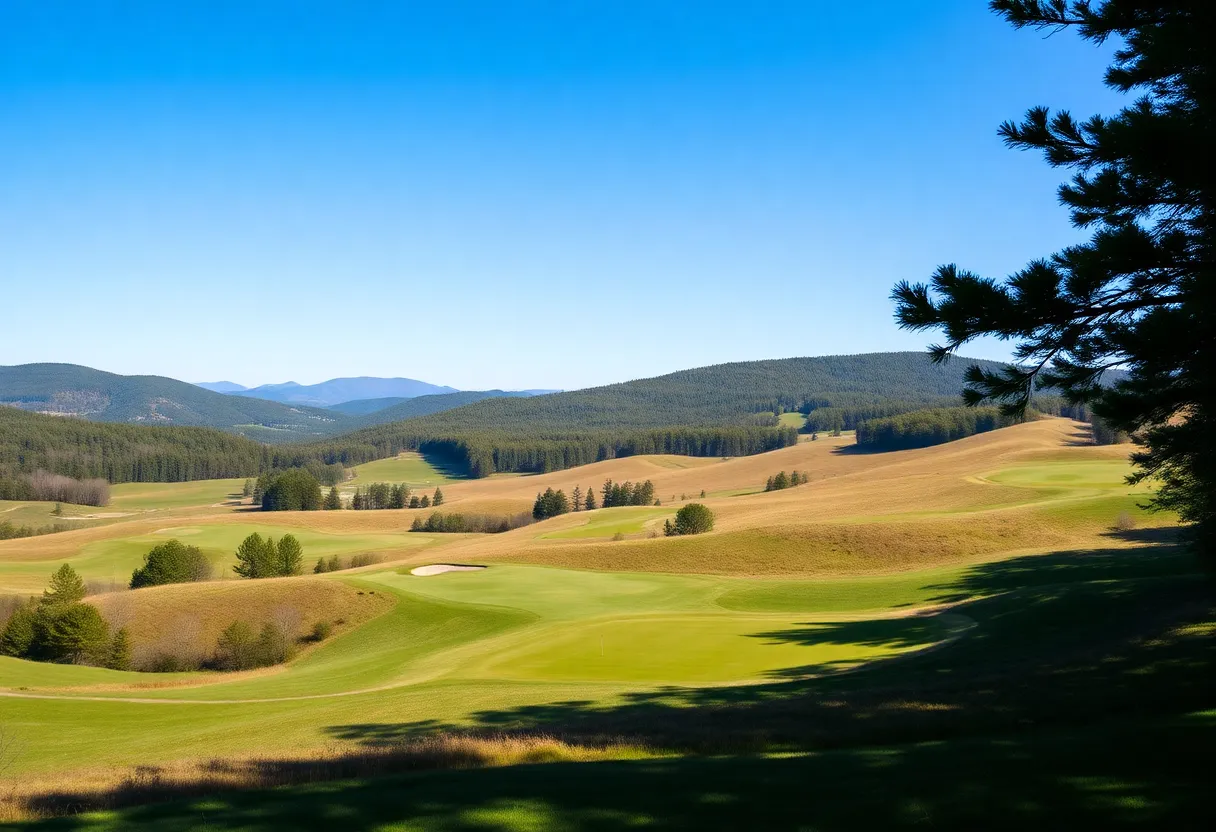 Scenic view of Okemo Valley Golf Course at sunset