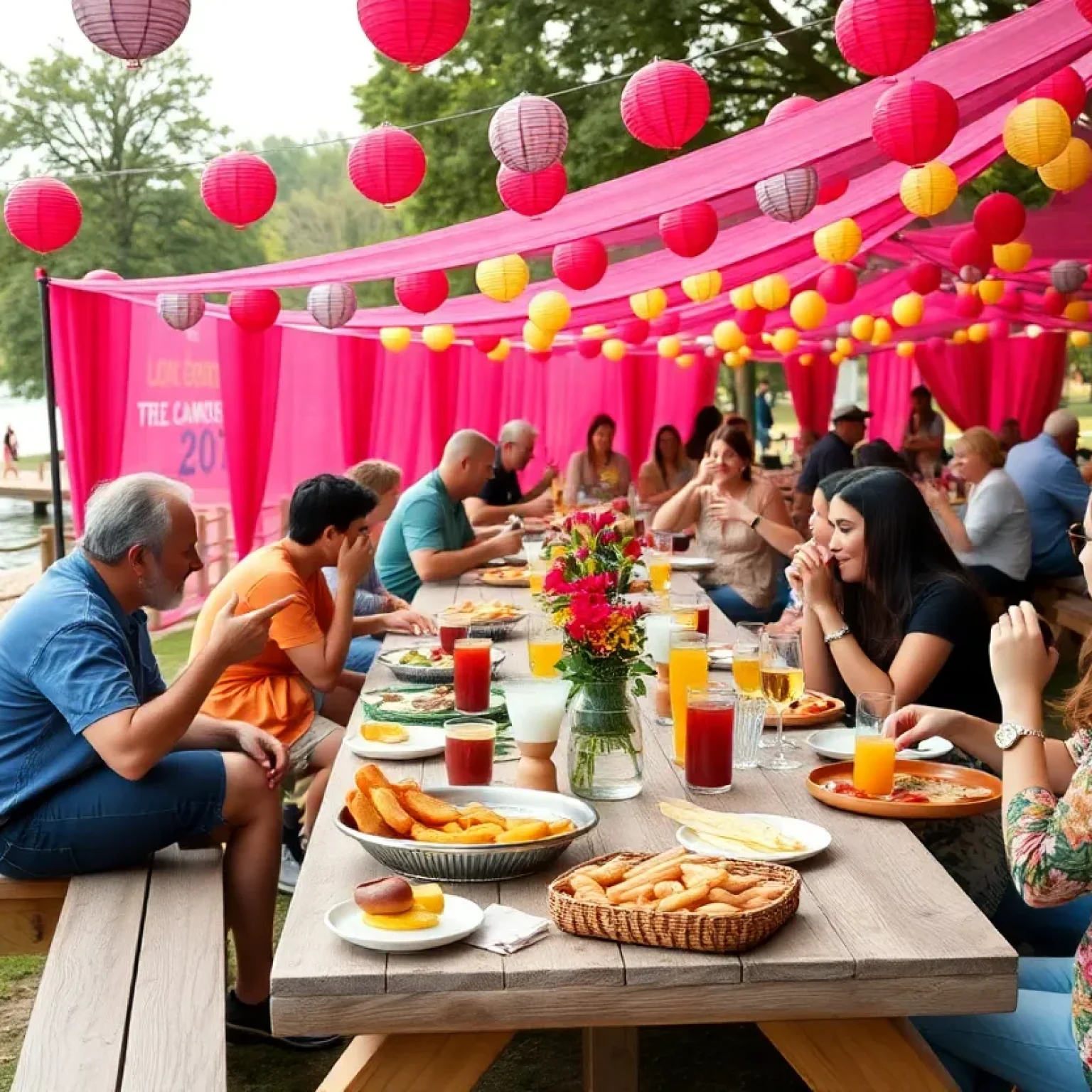 Guests enjoying food and drinks at the Orlando Brunch Festival