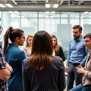 Employees expressing concerns in an office environment