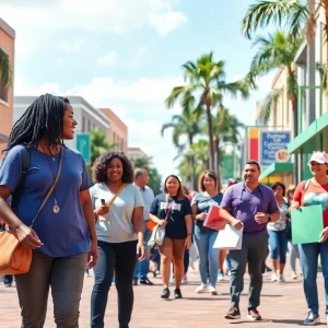 A street scene in Orlando reflecting community spirit and philanthropy.