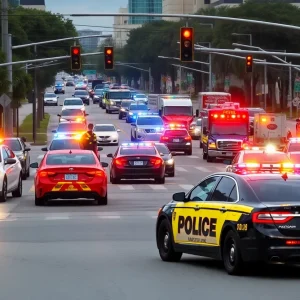 Emergency responders at a crash site in Orlando