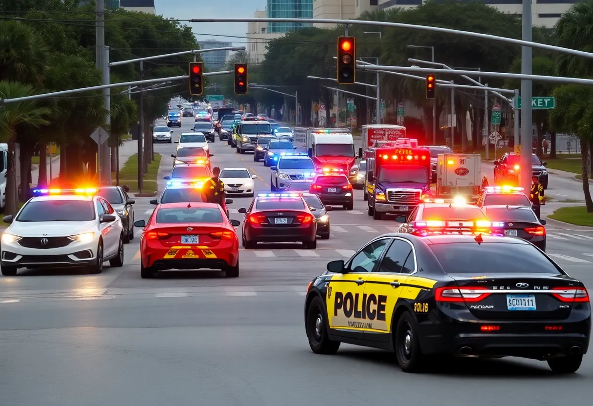 Emergency responders at a crash site in Orlando