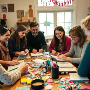 Participants crafting at the Orlando Junk Journal Club.