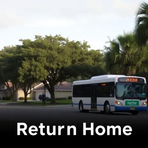 A peaceful Orlando neighborhood with a bus in sight.