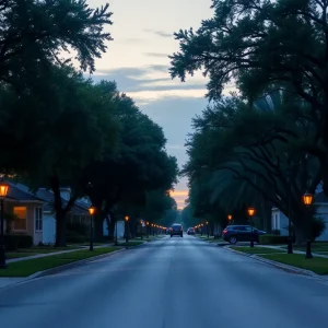 Quiet Orlando neighborhood at dawn