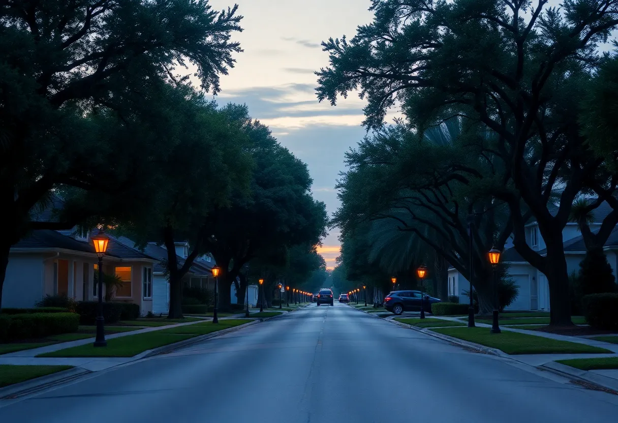 Quiet Orlando neighborhood at dawn