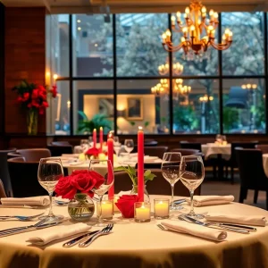 A romantic dinner setting in Orlando for Valentine's Day.