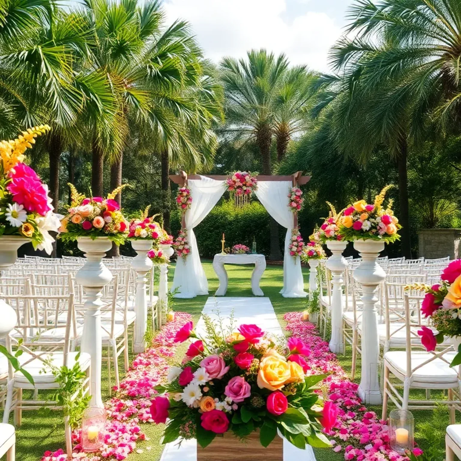 Stunning outdoor wedding venue in Orlando with floral decorations