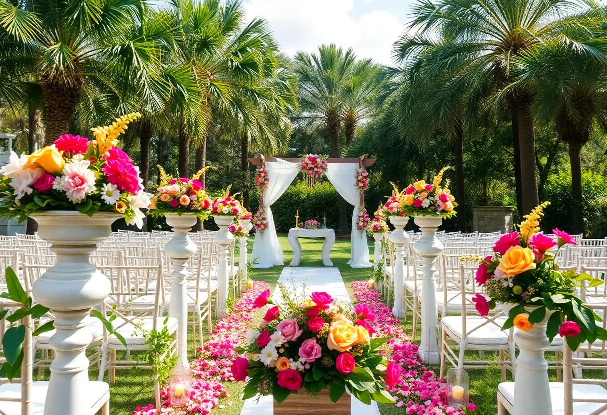 Stunning outdoor wedding venue in Orlando with floral decorations