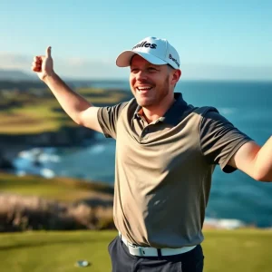 A scenic view of Pebble Beach golf course during the Pro-Am tournament.